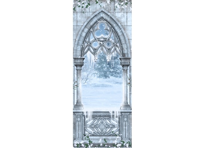 Наклейка на дверь Окно в царство снежной королевы
